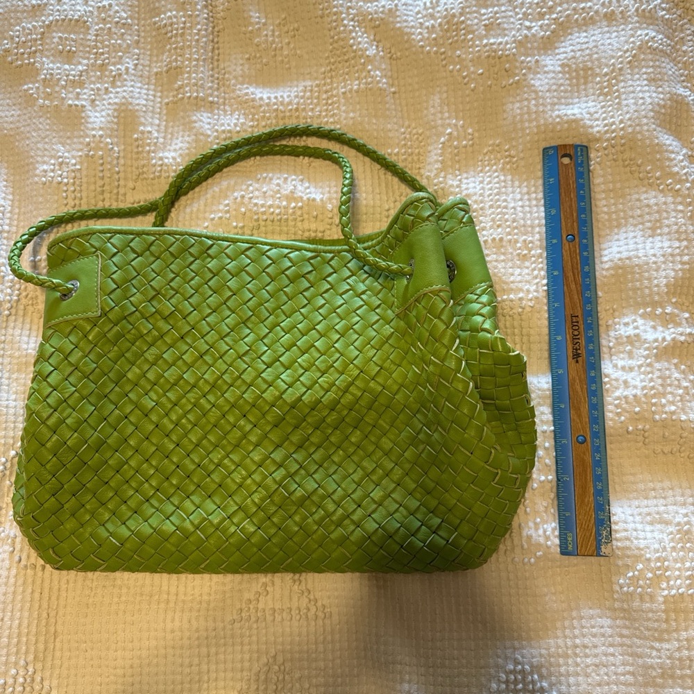 Vintage & Rare Dooney & Bourke Green Lattice Leather Shoulder Bag - Picture 8 of 9